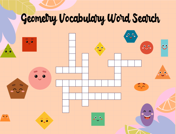 Geometry vocabulary word search answer key