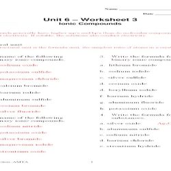 Unit 6 worksheet 3 ionic compounds