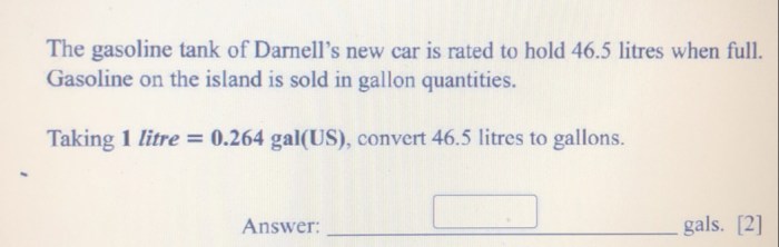 Distance miles gasoline gallons q21 transcribed