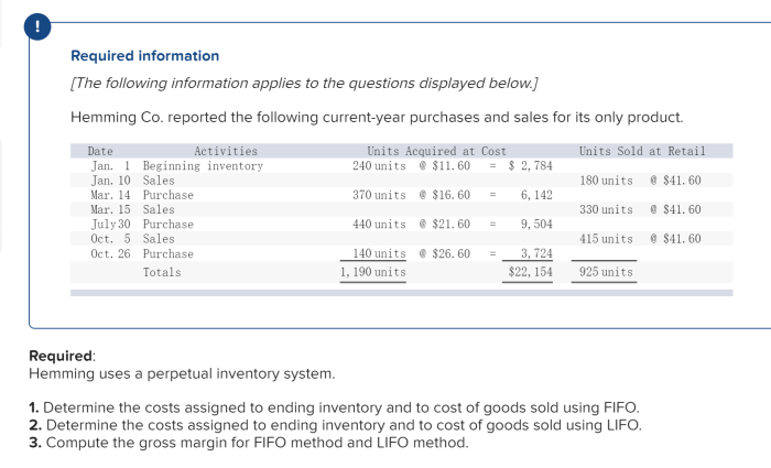 Hemming uses a perpetual inventory system